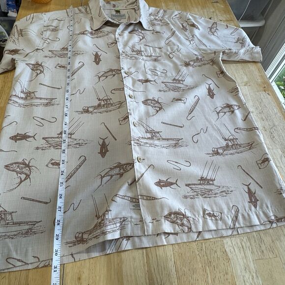 Quicksilver Waterman Men's Large Button Up Shirt Comfort Fit Boat Fishing Print - Picture 7 of 10